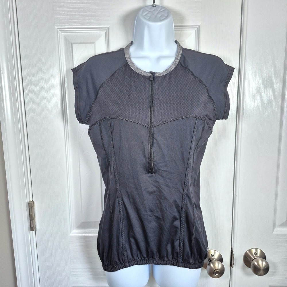 Lululemon jersey black cycling top with pockets women's large